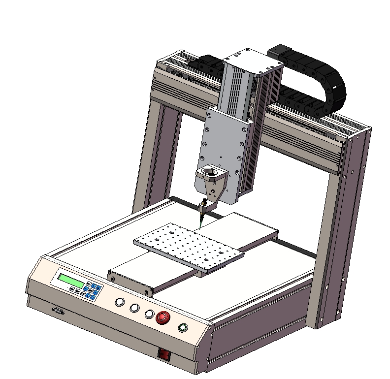 桌面式三轴自动点胶机SolidWorks设计三维SW2011带参