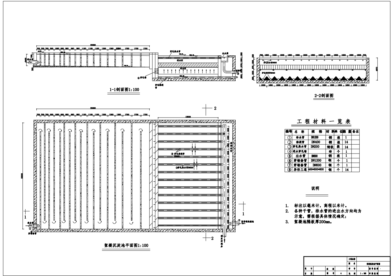 15万吨给水厂给水工程设计CAD+说明书