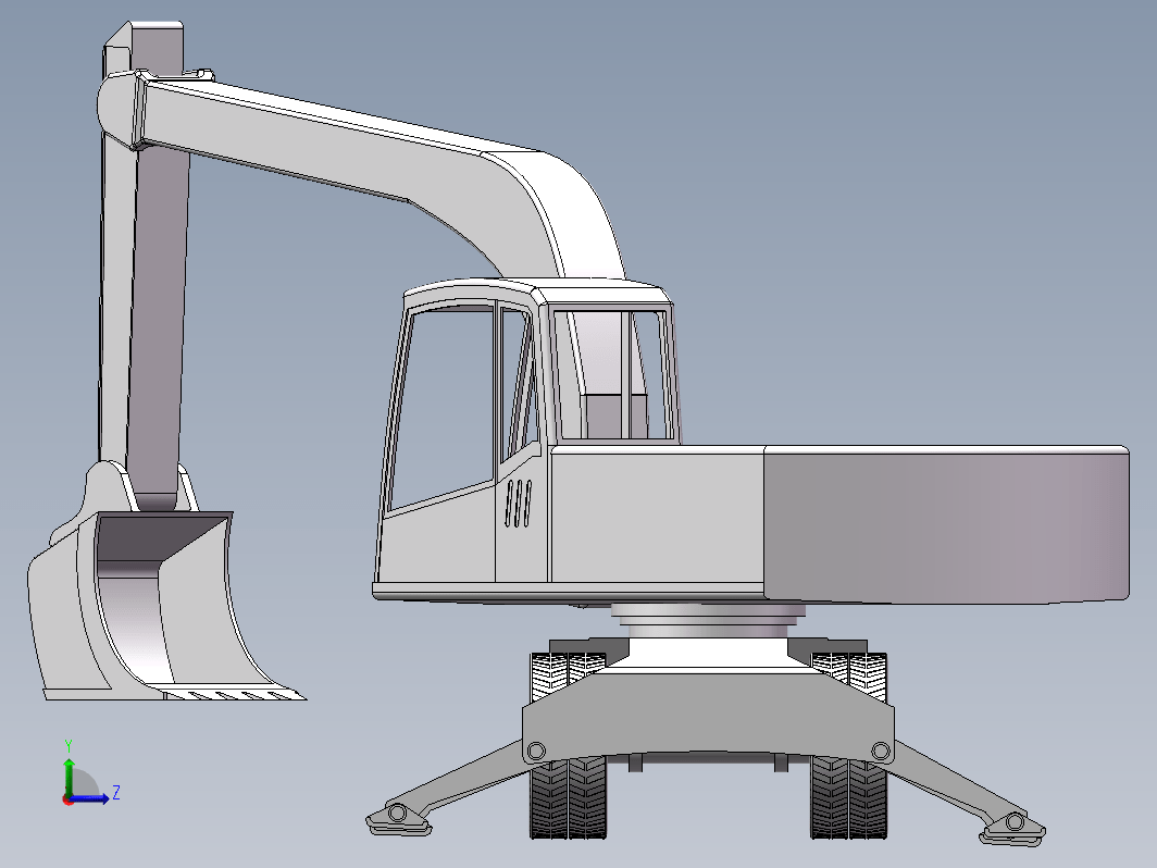 轮式挖掘机设计模型