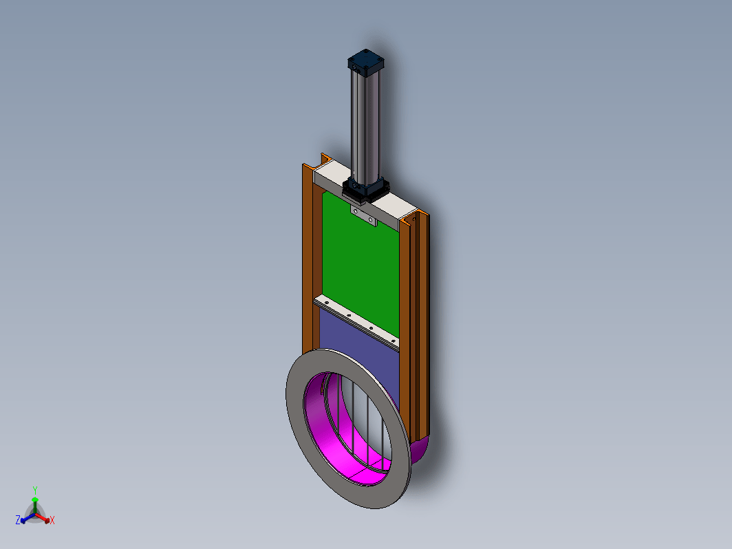 DN350气动插板阀三维