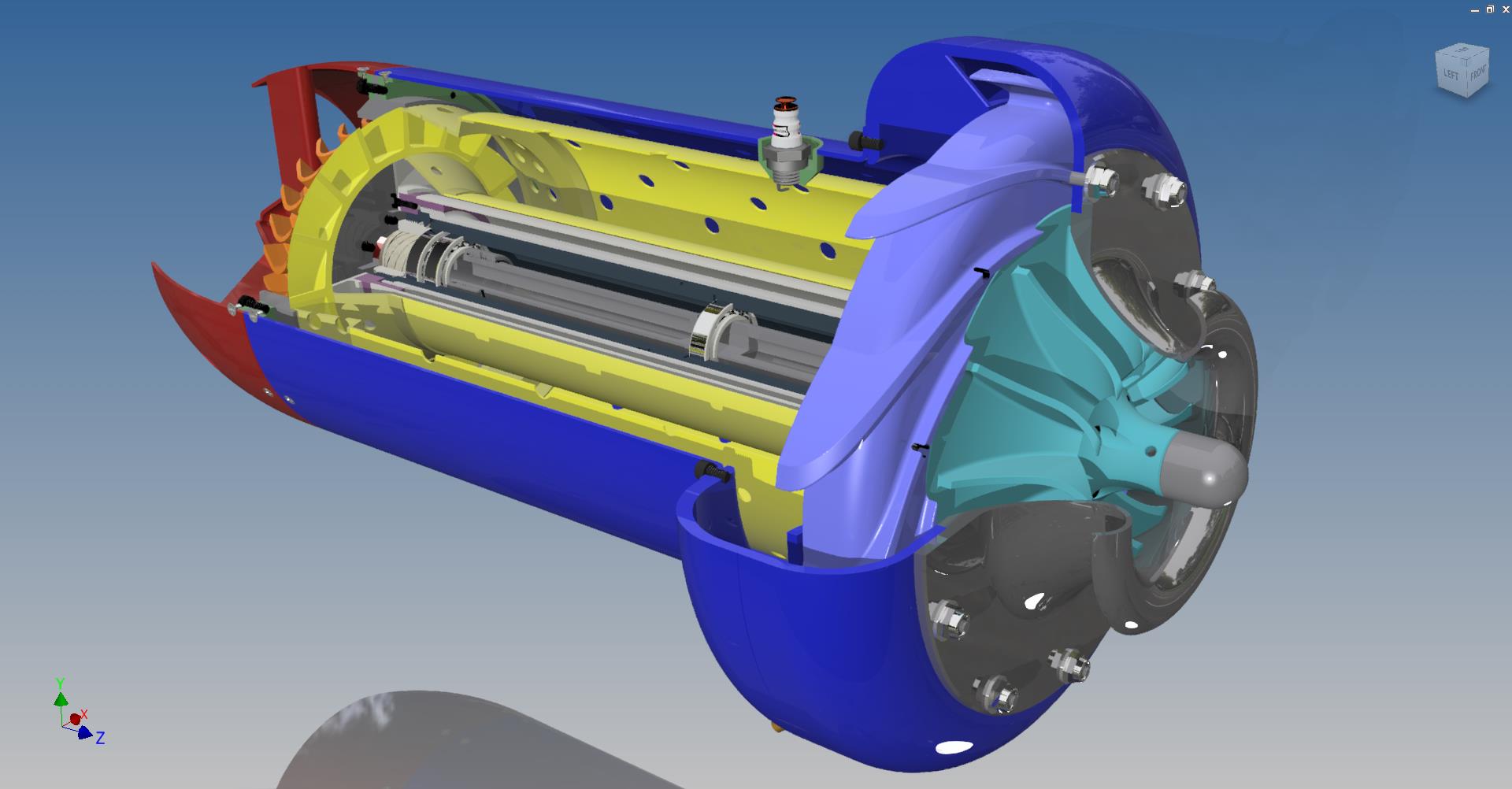 微型燃气轮机半剖结构 Mini Gas Turbine