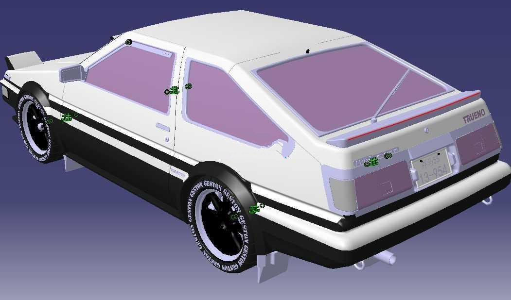 【1630】丰田AE86汽车CATIA V5 R21设计