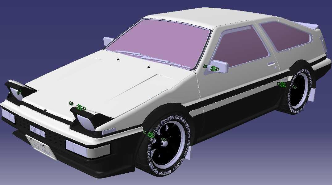 【1630】丰田AE86汽车CATIA V5 R21设计