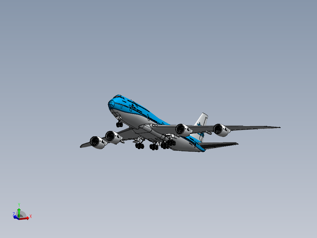 波音747飞机逼真模型3D图纸 Solidworks设计