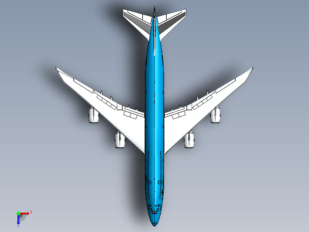 波音747飞机逼真模型3D图纸 Solidworks设计