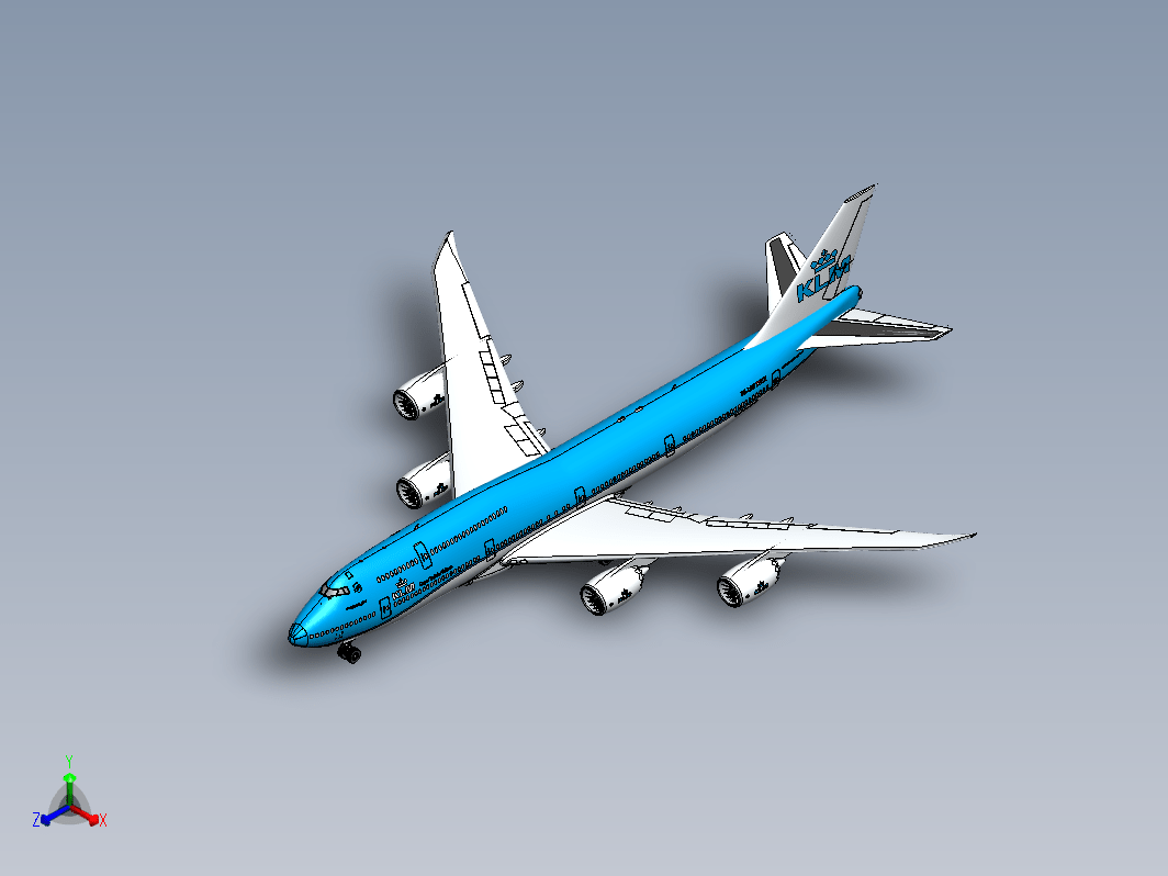 波音747飞机逼真模型3D图纸 Solidworks设计