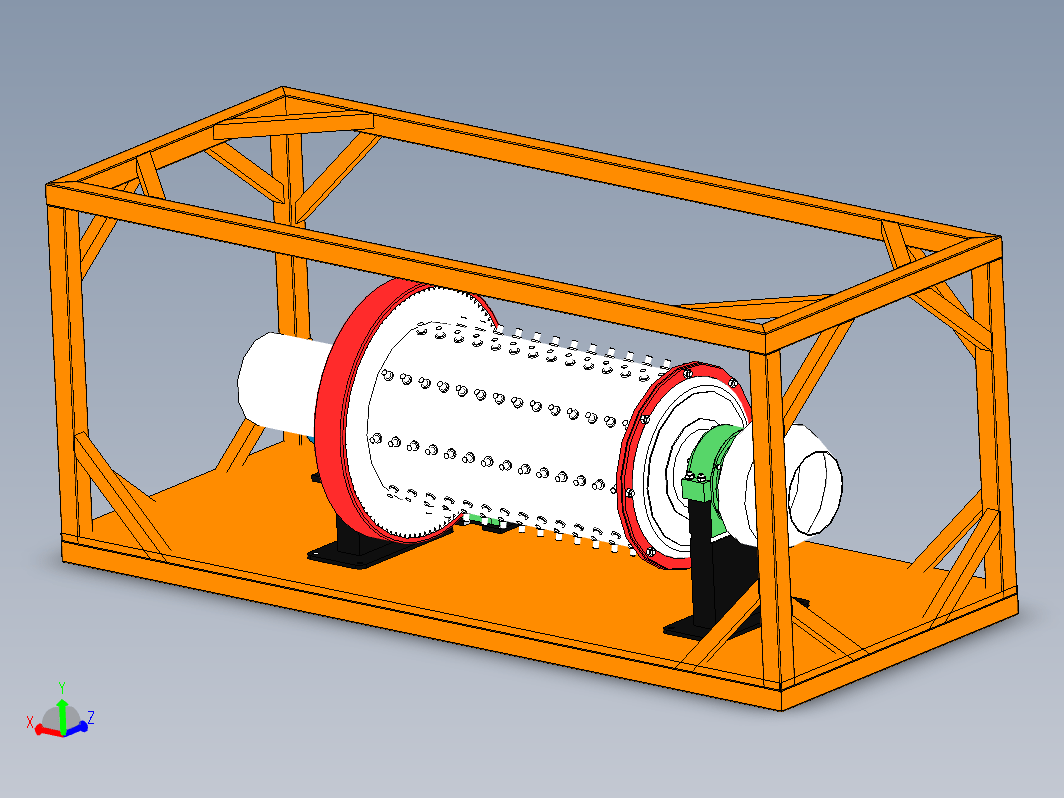 1530球磨机固定在20尺集装箱中三维SW2018带参