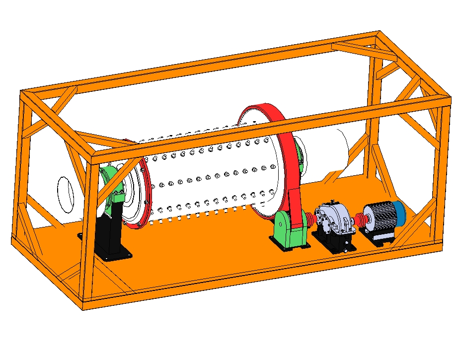 1530球磨机固定在20尺集装箱中三维SW2018带参