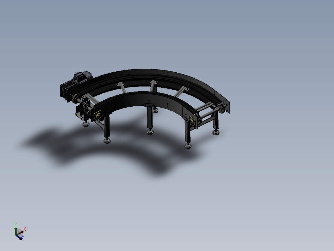 90度链板转弯输送线，转弯半径810mm