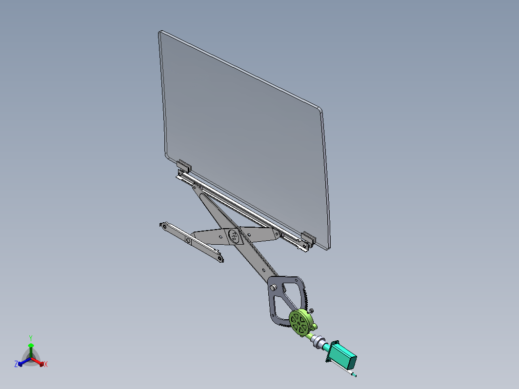 汽车车门玻璃升降器三维SW2020带参+CAD+说明书