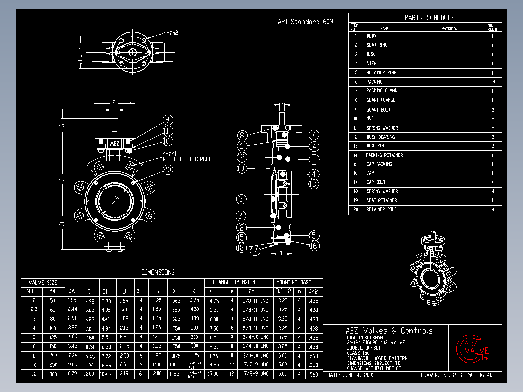 蝶阀 2-12 150 FIG 402