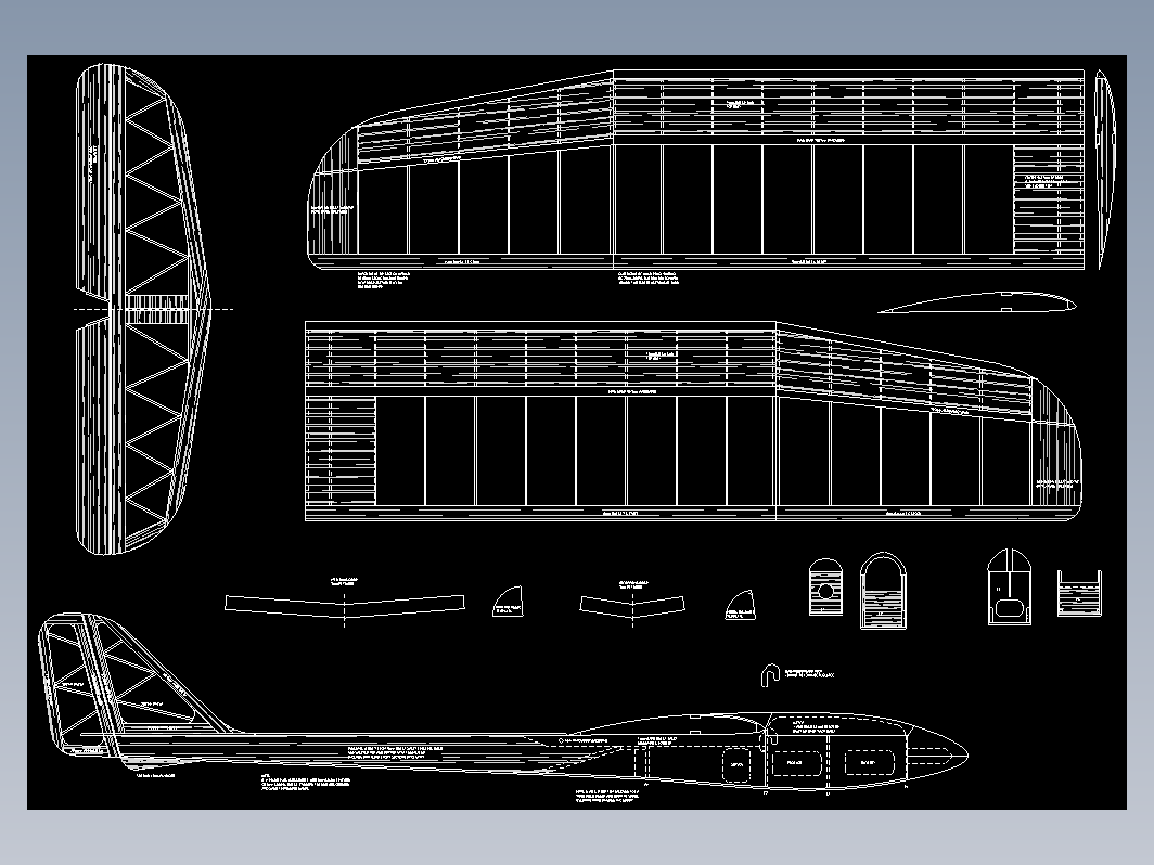模型飞机滑翔机CAD图纸