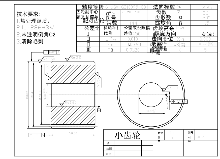 一级减速器装配图+CAD+说明