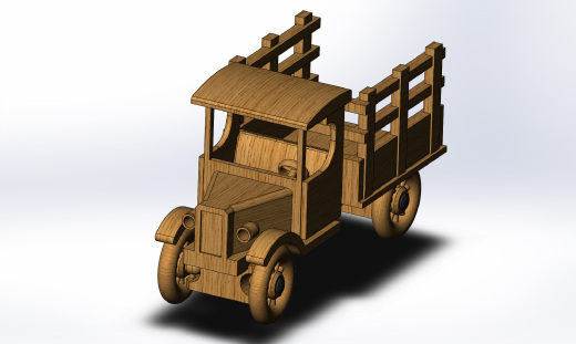 木制卡车玩具车模型3D图缩略图