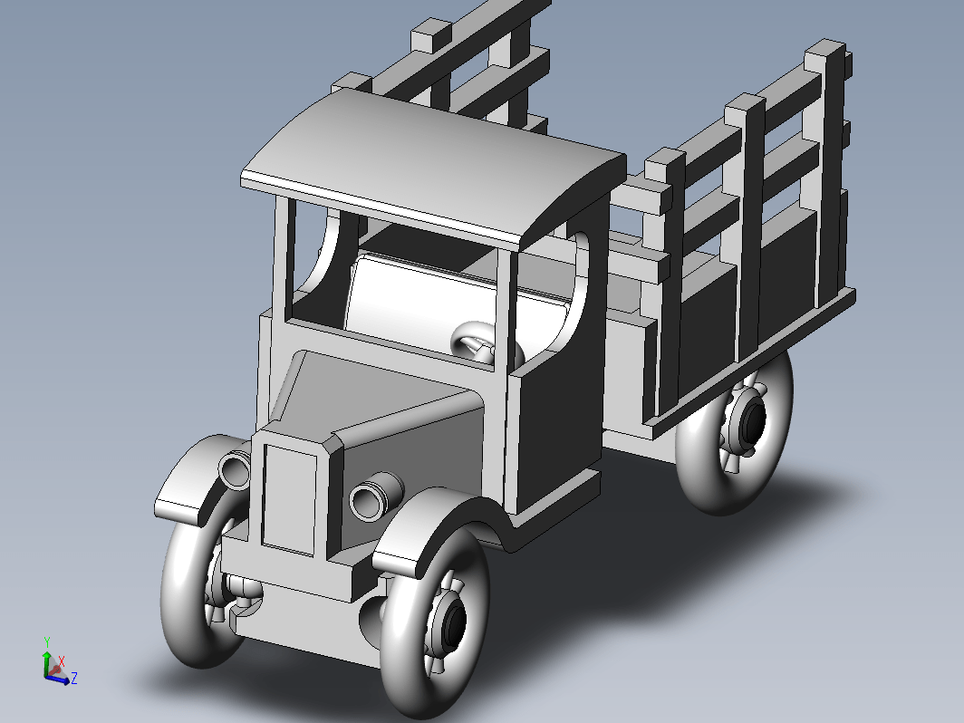 木制卡车玩具车模型3D图