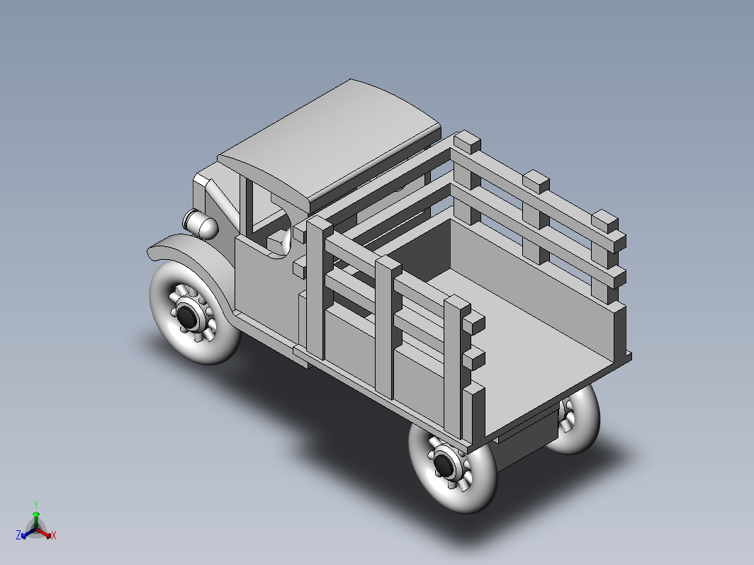 木制卡车玩具车模型3D图