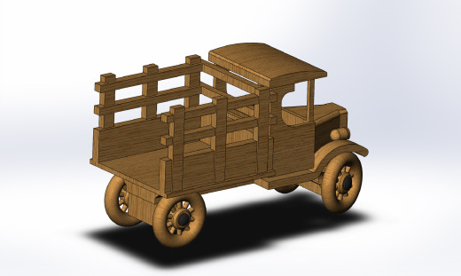 木制卡车玩具车模型3D图缩略图