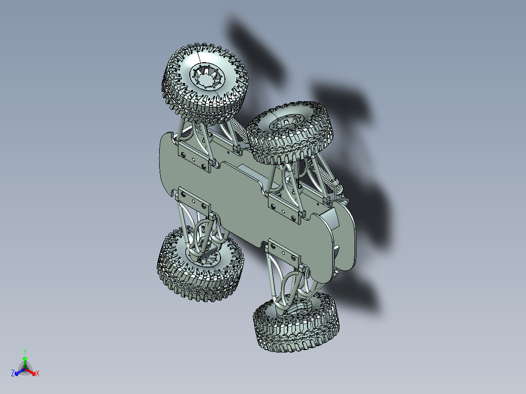 四轮驱动四轮转向越野车前后桥总成 3D