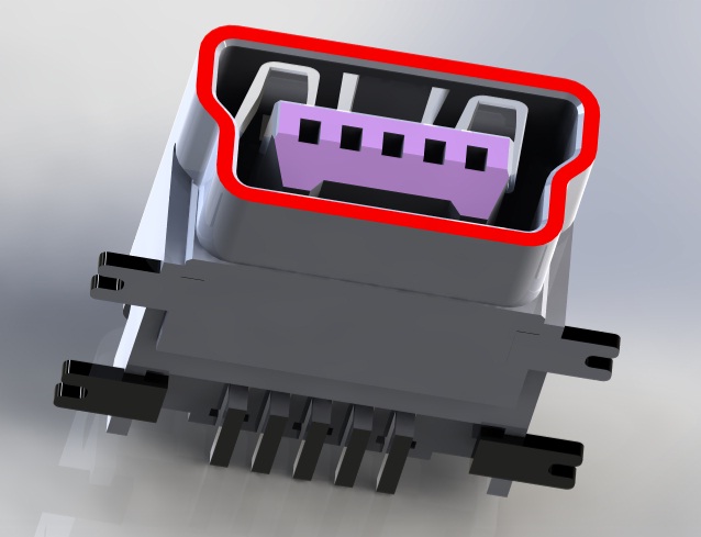 USB B 型 SMD 安装母连接器