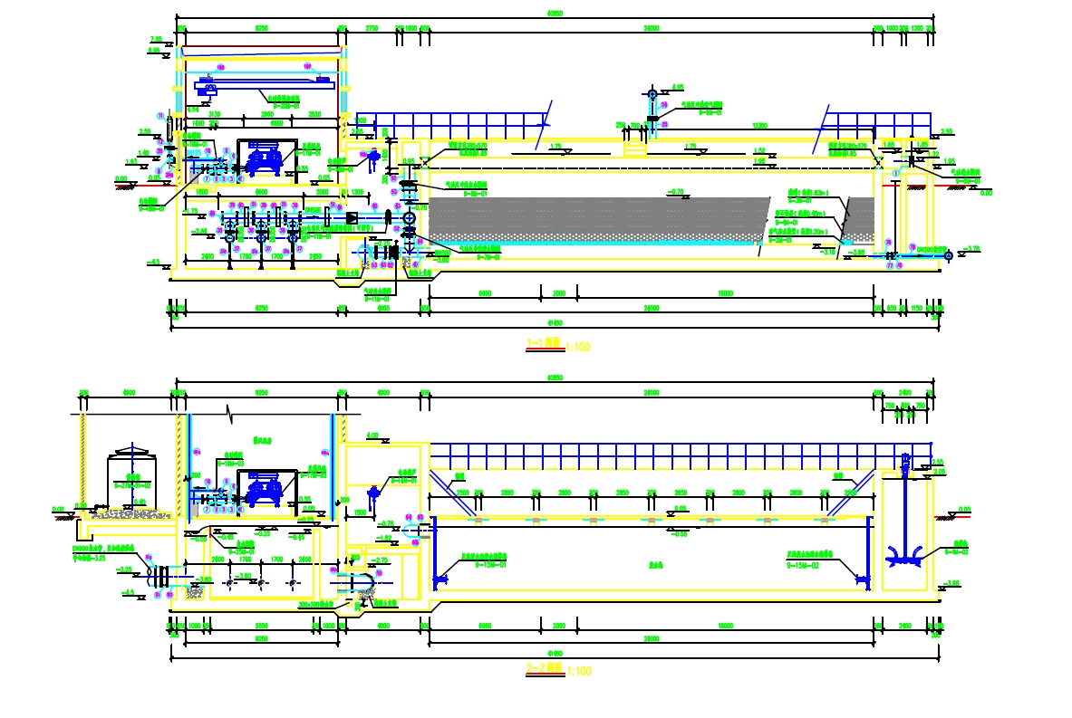 反硝化深床滤池CAD图纸