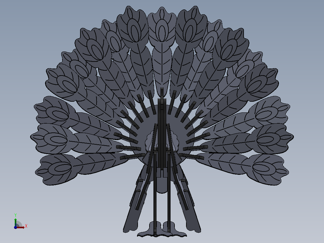 孔雀拼装模型3D图纸(适合激光切割)