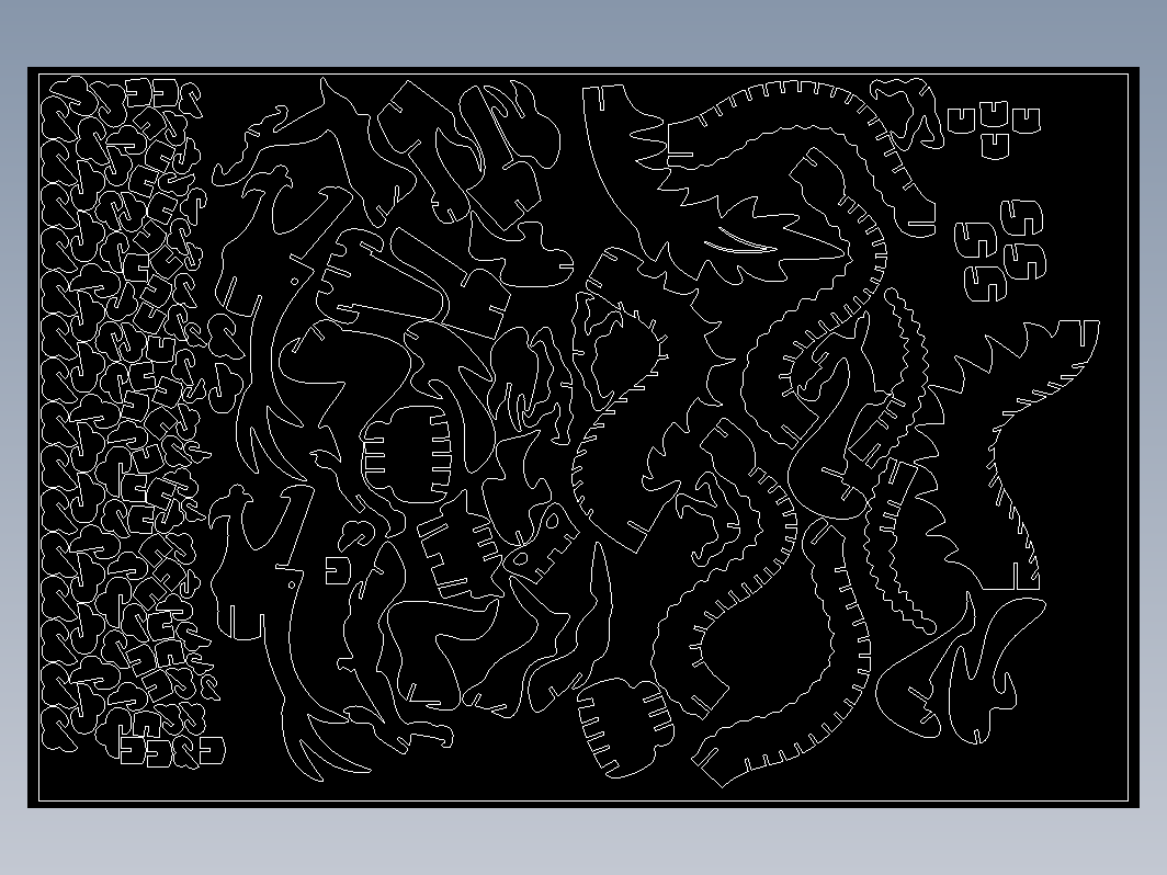 激光雕刻龙拼图模型图纸 dxf cdr格式