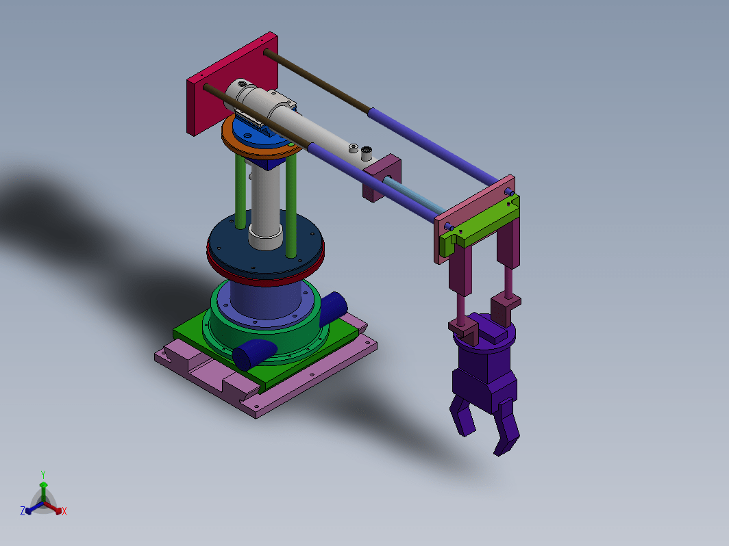 液压驱动式自动上下料机械手设计三维SW2020带参+CAD+说明书