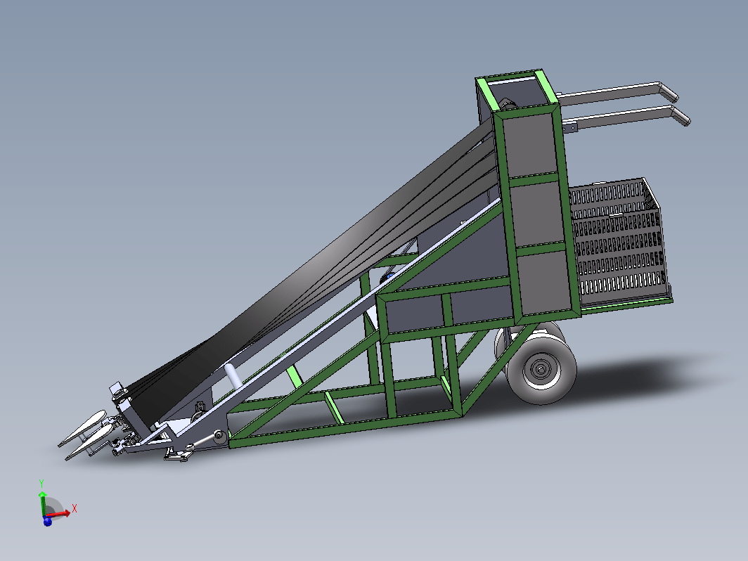 桁架式韭菜收获机sw三维和CAD二维