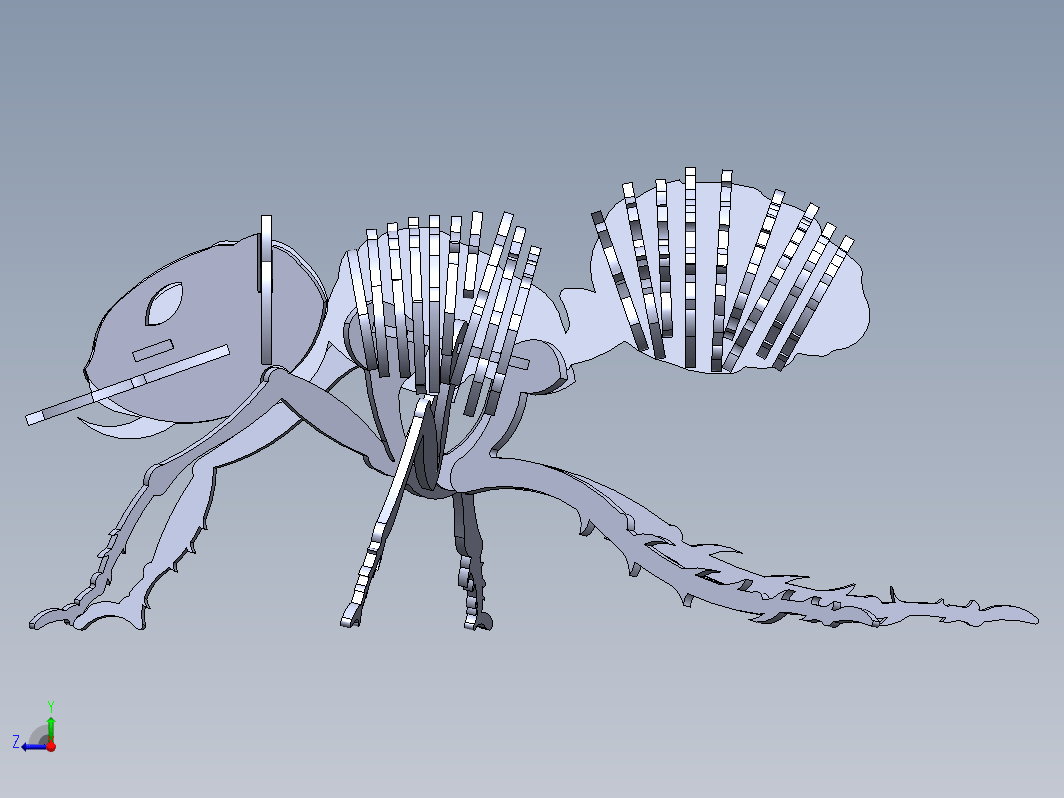 蚂蚁立体拼装模型3D图纸 Solidworks设计 附STEP IGS