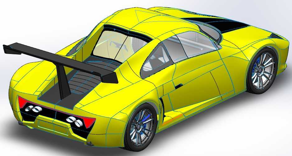 27黄色跑车模型SW设计