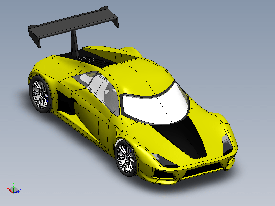 27黄色跑车模型SW设计