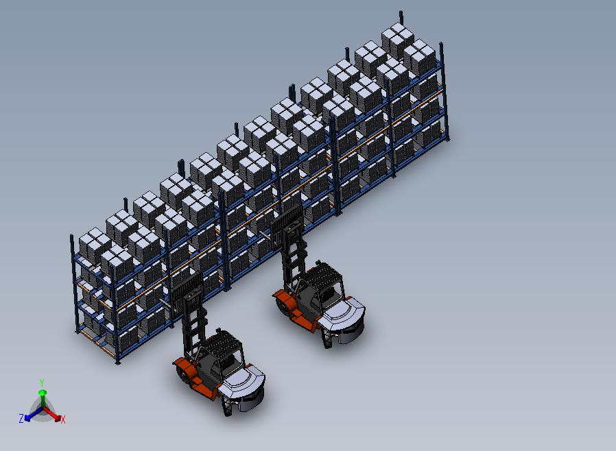 货架的堆高车取料模拟