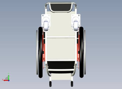 轮椅3D模型后视缩略图