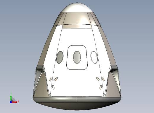 SpaceX Dragon龙飞船太空舱简易外形3D图前视缩略图