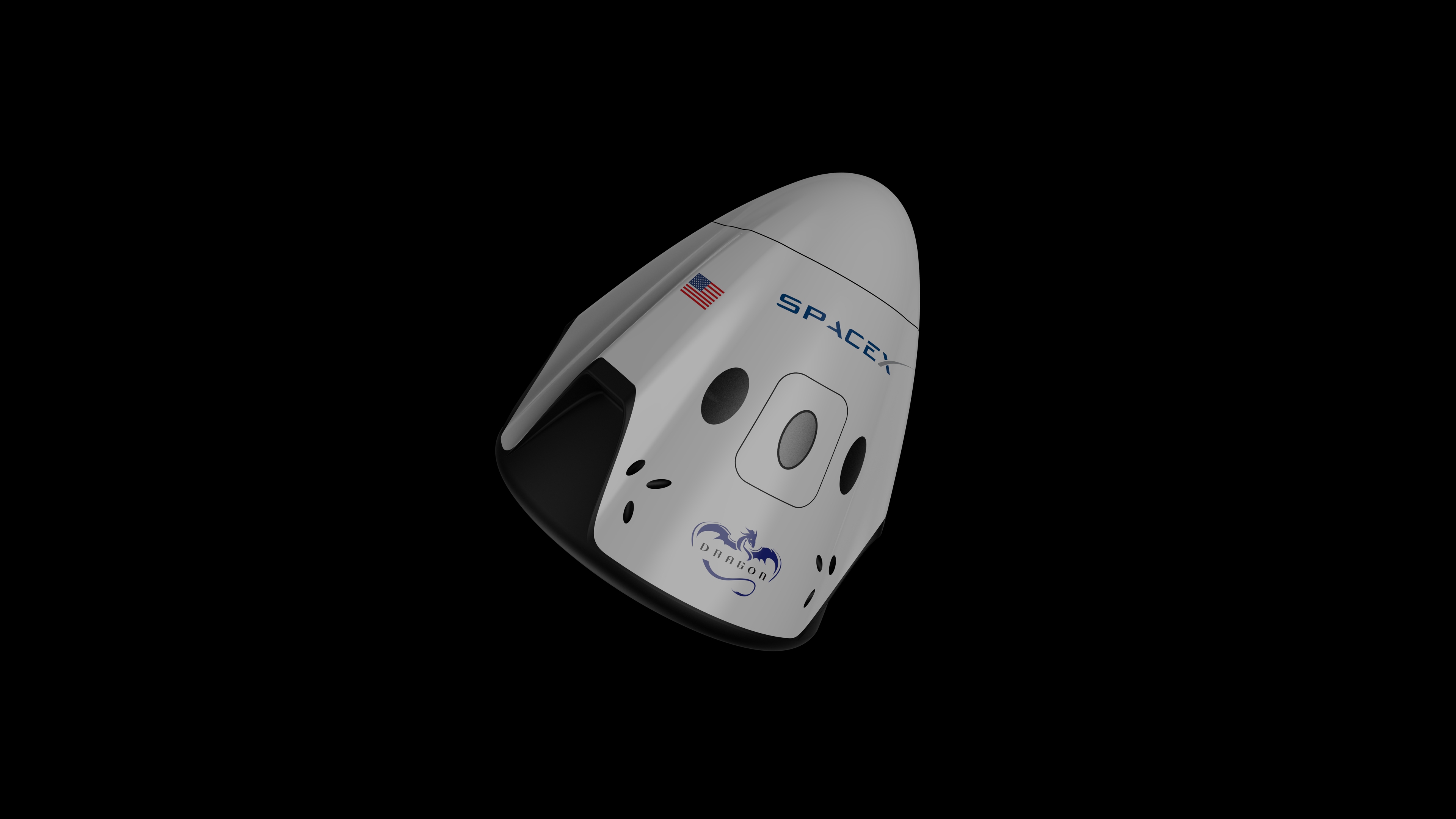 SpaceX Dragon龙飞船太空舱简易外形3D图