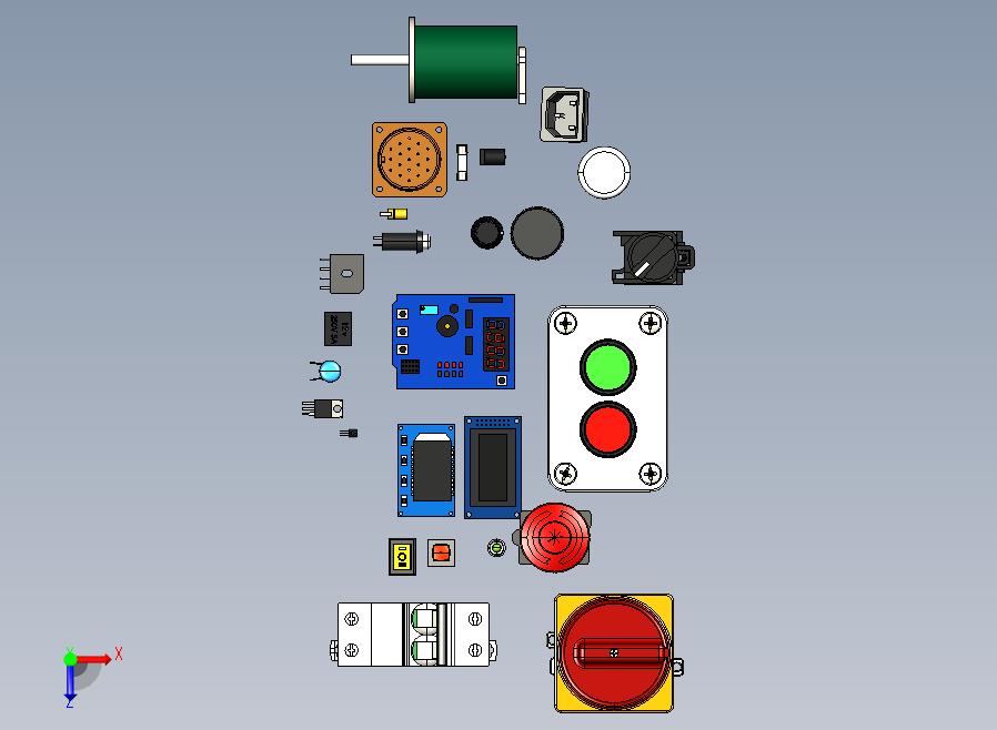 电子元器件(电阻 钮块 保险丝 扬声器 晶体管等等)3D图