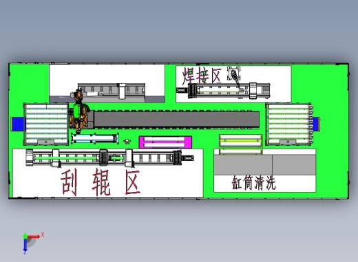 缸筒加工岛，缸筒上料-二次定位-刮棍-过滤-精车-清洗-焊接-下料俯视缩略图
