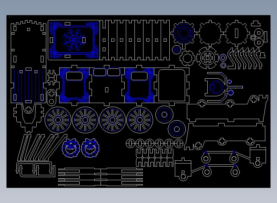 圣诞小火车模型平面雕刻图纸 dxf dwg cdr格式