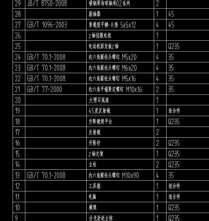 光学实验平台CAD