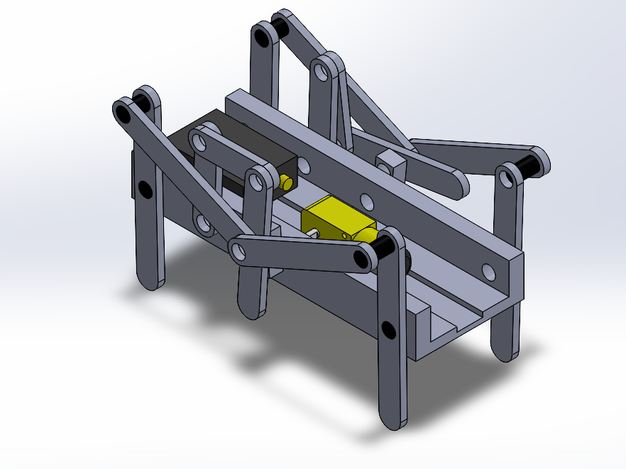 arana六足连杆行走结构3D图纸+Solidworks设计