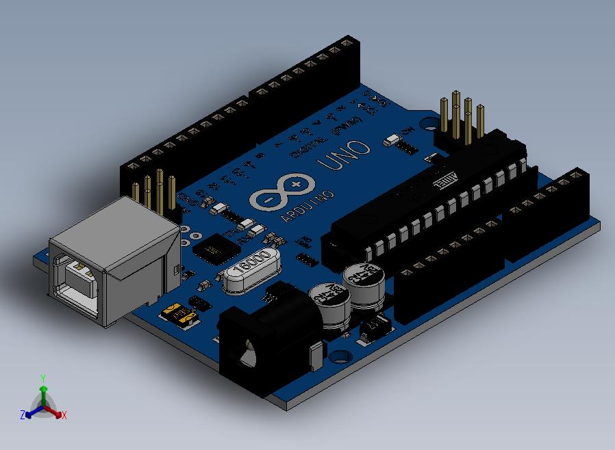 Arduino+UNO电子开发板3D数模图纸+Solidworks设计