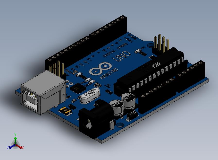 Arduino+UNO电子开发板3D数模图纸+Solidworks设计