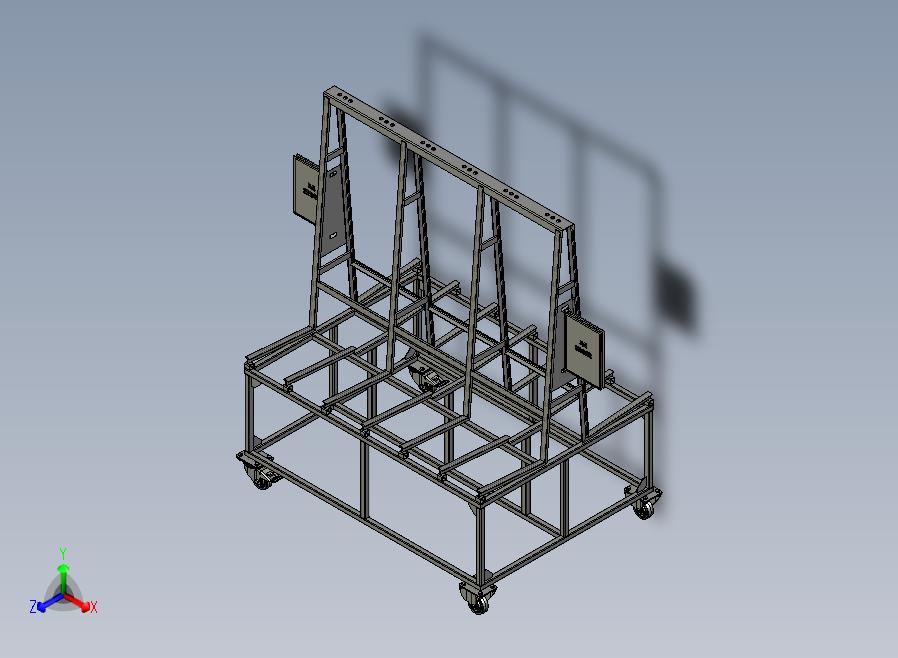 玻璃运输台车（无隔板）3D数模图纸