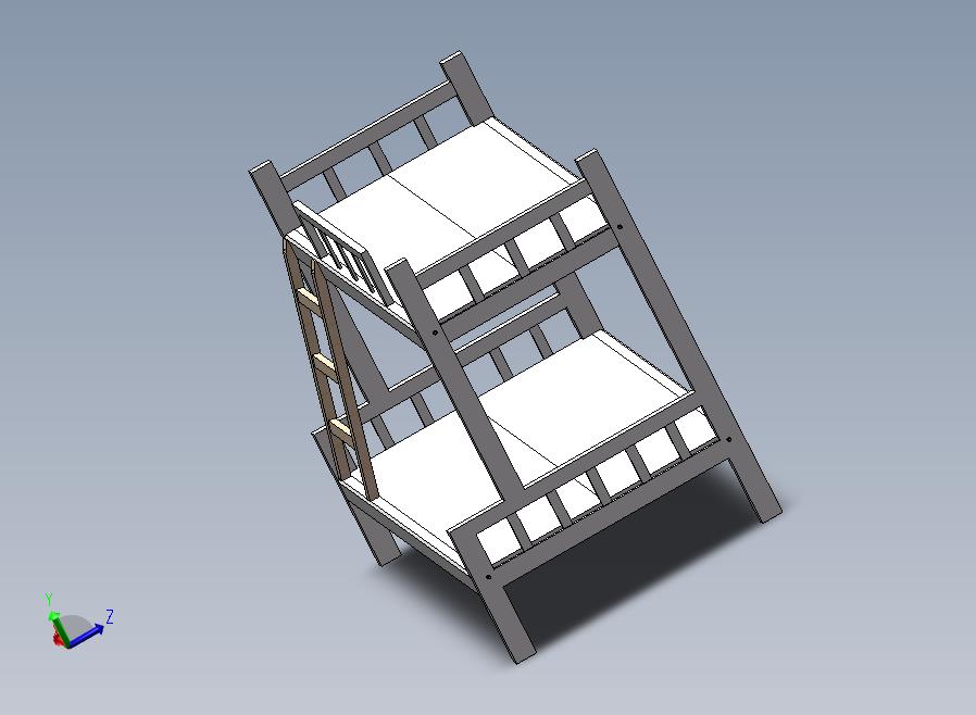 简易实用上下层木床3D数模图