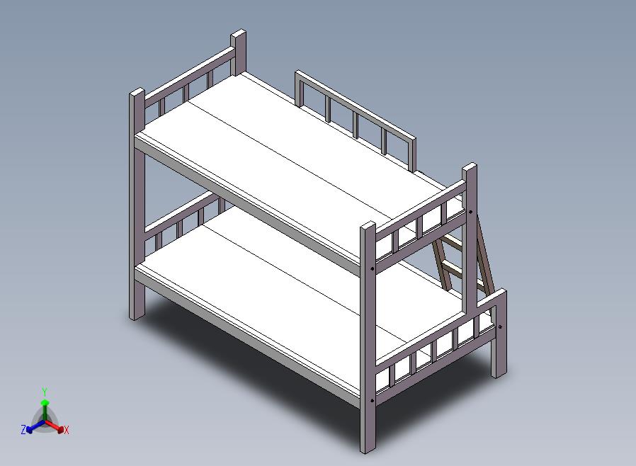 简易实用上下层木床3D数模图