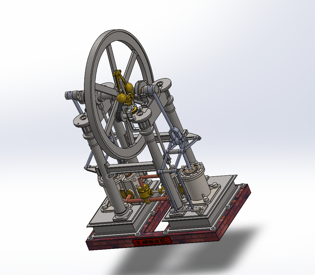 Antabular双缸蒸汽机3D数模图纸 Solidworks设计