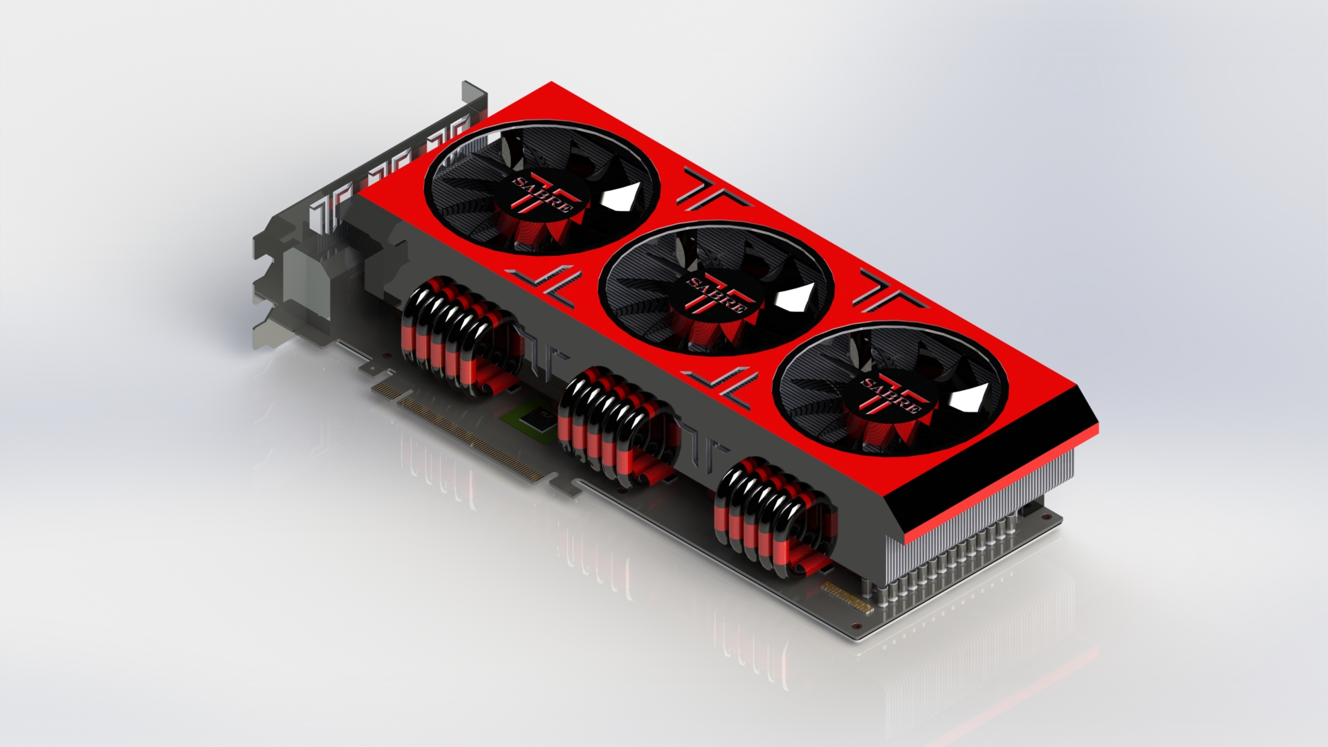 SabreImortalX3极端空气冷却器版三个GTX980gpu的单个pcb