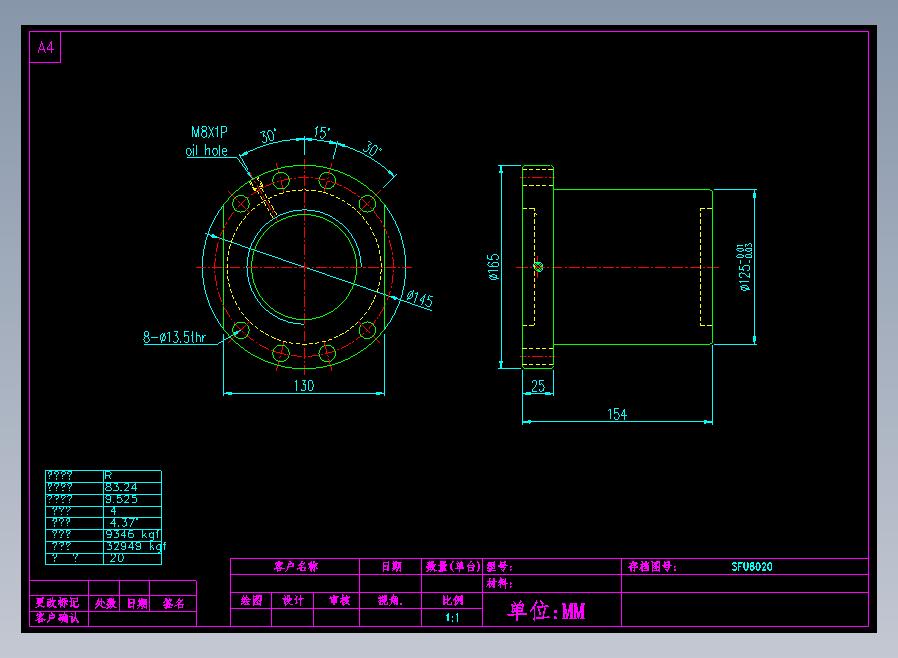 SFU8020滚珠花健、支撑座、滚珠丝杠、交叉导轨、直线模组.dwg