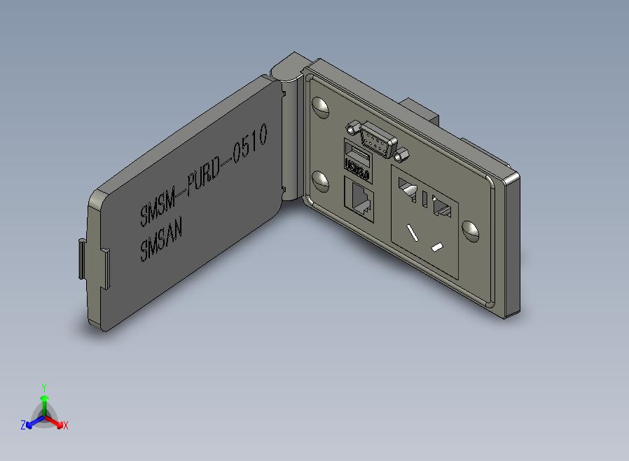 SMSM-PURD-0510通信面板：10A电源插座(国标5孔)、RJ45网口、USB2.03.0、D-SUB-9