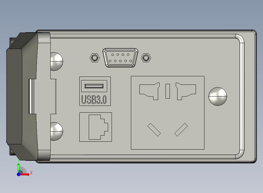 SMSM-PURD-0510通信面板：10A电源插座(国标5孔)、RJ45网口、USB2.03.0、D-SUB-9